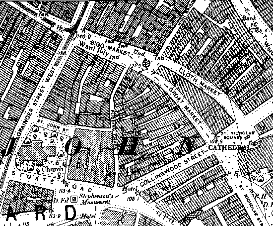 1989 Ordnance Survey Map of Bigg MArket area
