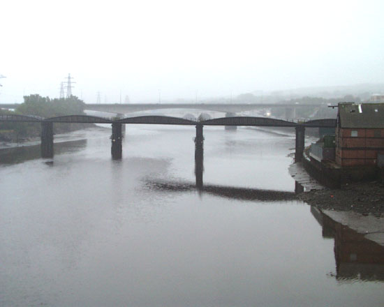Misty westward river view