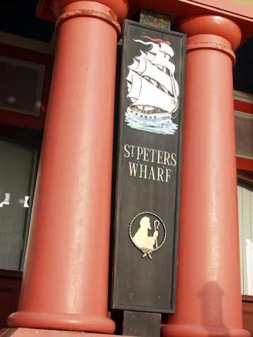 St. Peter's Wharf sign and pillars
